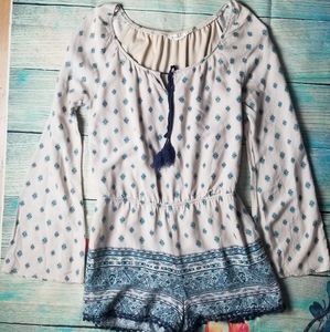 Blu Pepper floral boho romper shorts size M